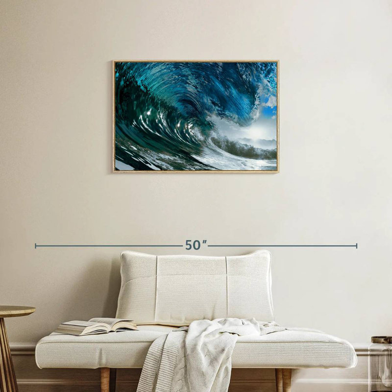 Vague scintillante, Cadre flottant en bois naturel, 31 po x 21 po