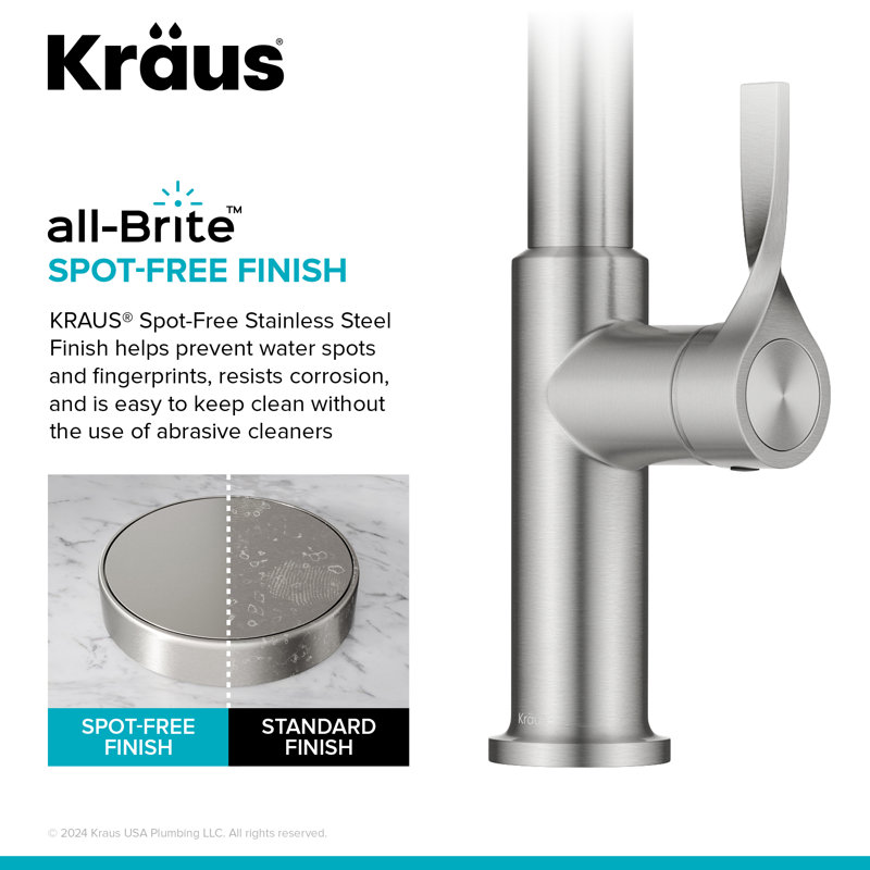 Kraus Torak 2-Function Single Handle Pull Down Kitchen Faucet, Stainless Steel