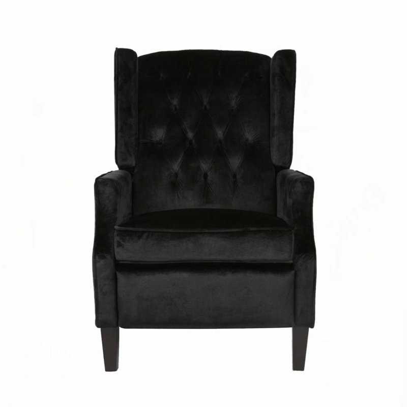 26.75" Push Back Recliner Armchair with Wingback, Black