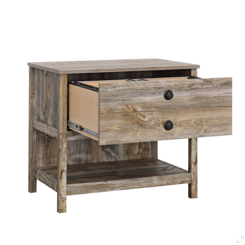 Classeur latéral de style rustique, finition brune