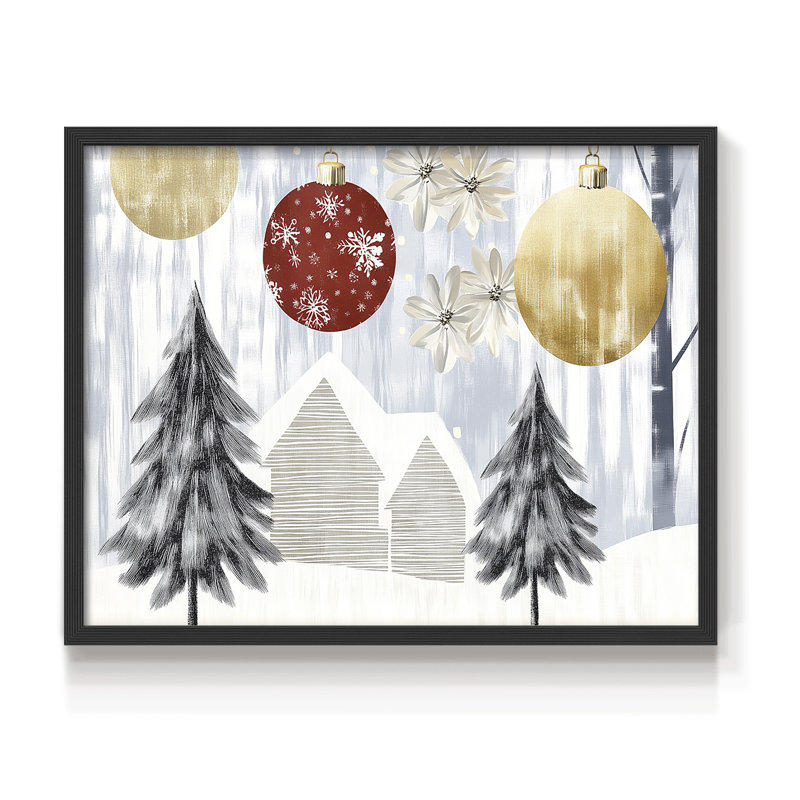 Art de Noël - CCXI - Reproduction encadrée - Restickable, H 16 po x l 20 po, Noir, noir, noir, noir