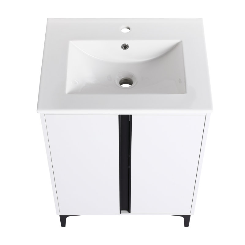 Meuble-lavabo autoportant 24 po avec lavabo en céramique 24 po