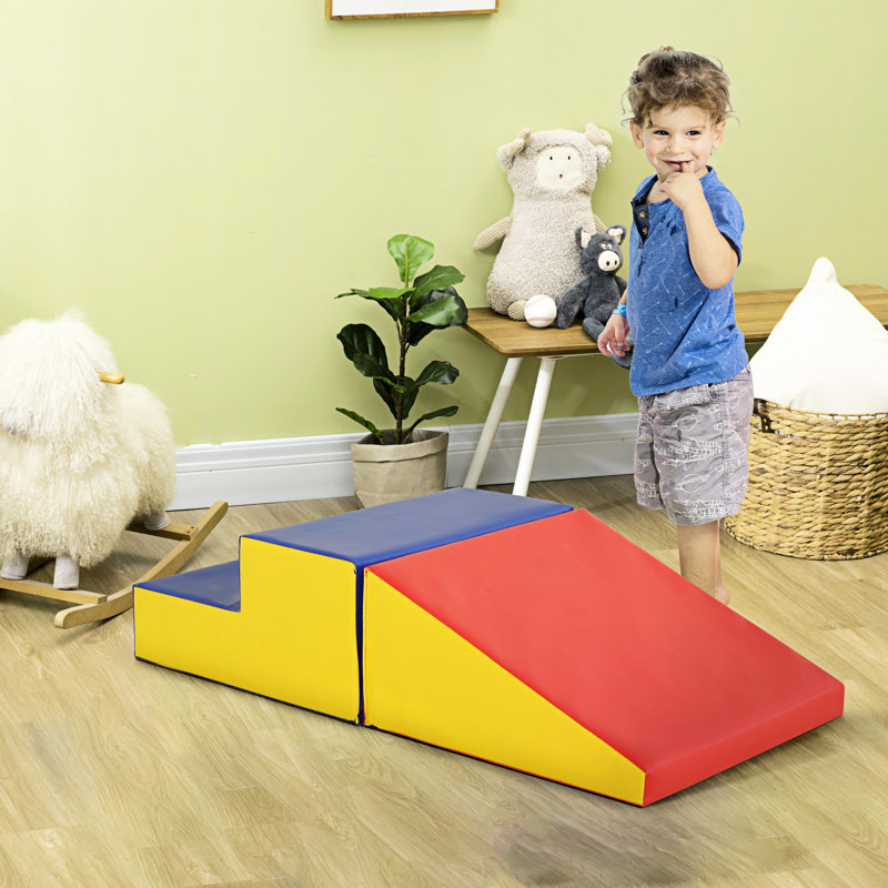 Jeu de rampe d'escalade en mousse multicolore 2 pièces, équipement pour enfants d'âge préscolaire sécuritaire pour les enfants de 18 ans et plus, formation douce et sécuritaire