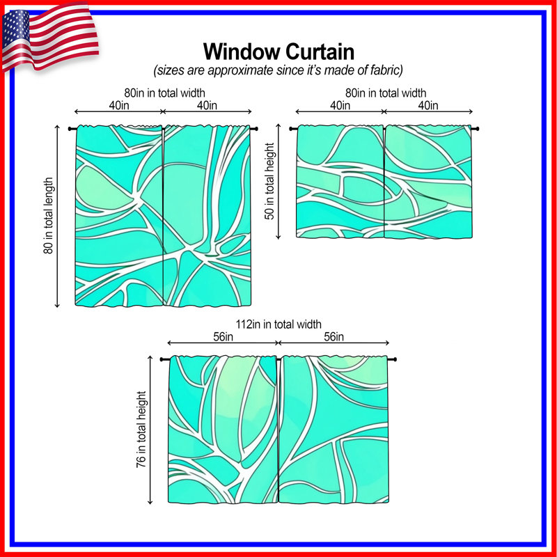 Abstract Window Curtains  Art Sheer & Room Darkening - 2 Panels, 40in x 50in - 2 panels, Sheer