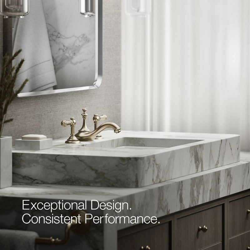 Artifacts® Widespread Faucet Bathroom Sink with Drain Assembly, Vibrant Brushed Bronze