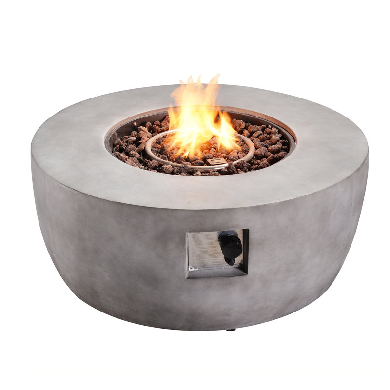 Kullan Outdoor 36" Faux Concrete Round Propane Gas Fire Pit