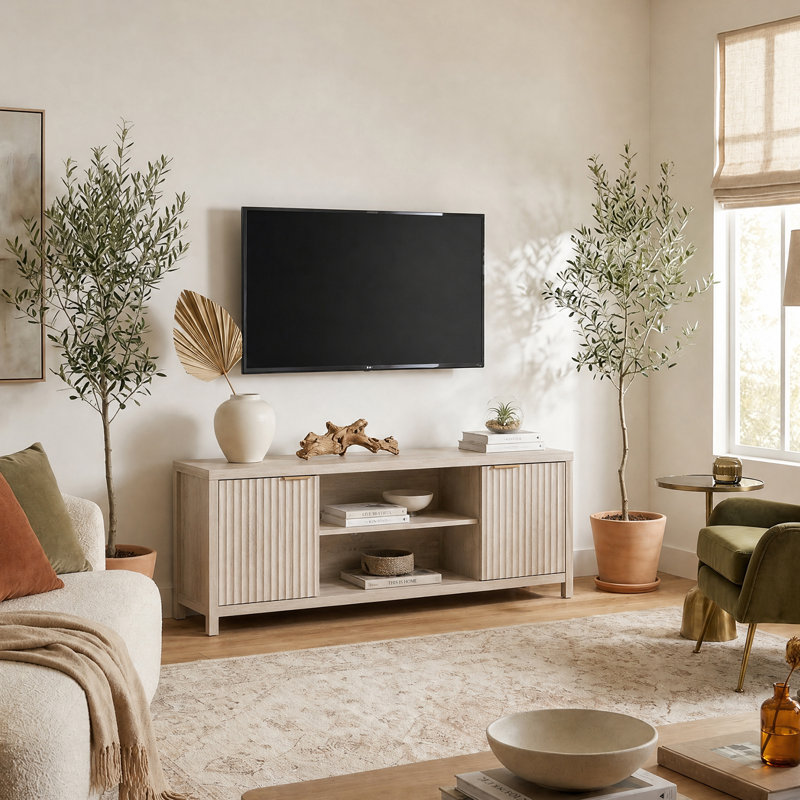 Crédence de rangement l 67 po Nicolee, Chêne gris-beige, H 25 po x l 67 po x P 15,4 po