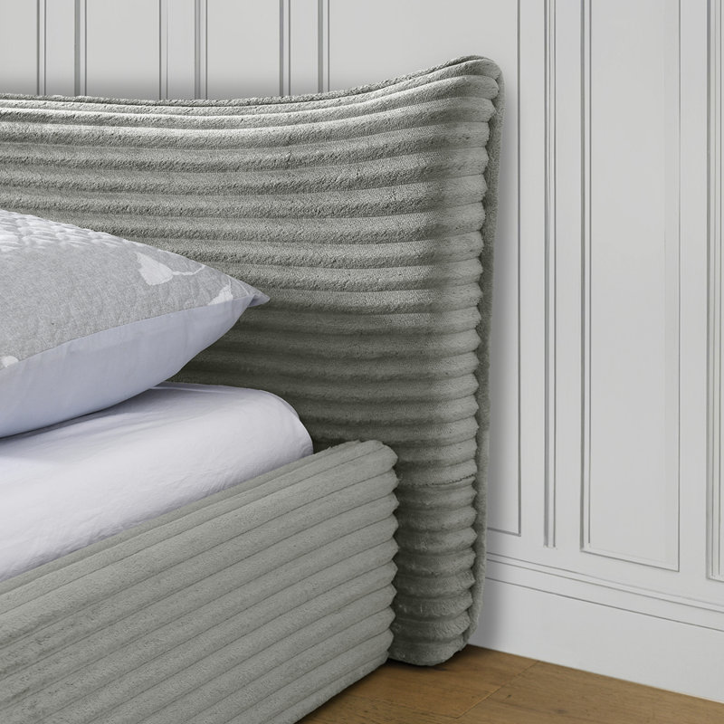 Grand lit plateforme tapissier, Gris foncé