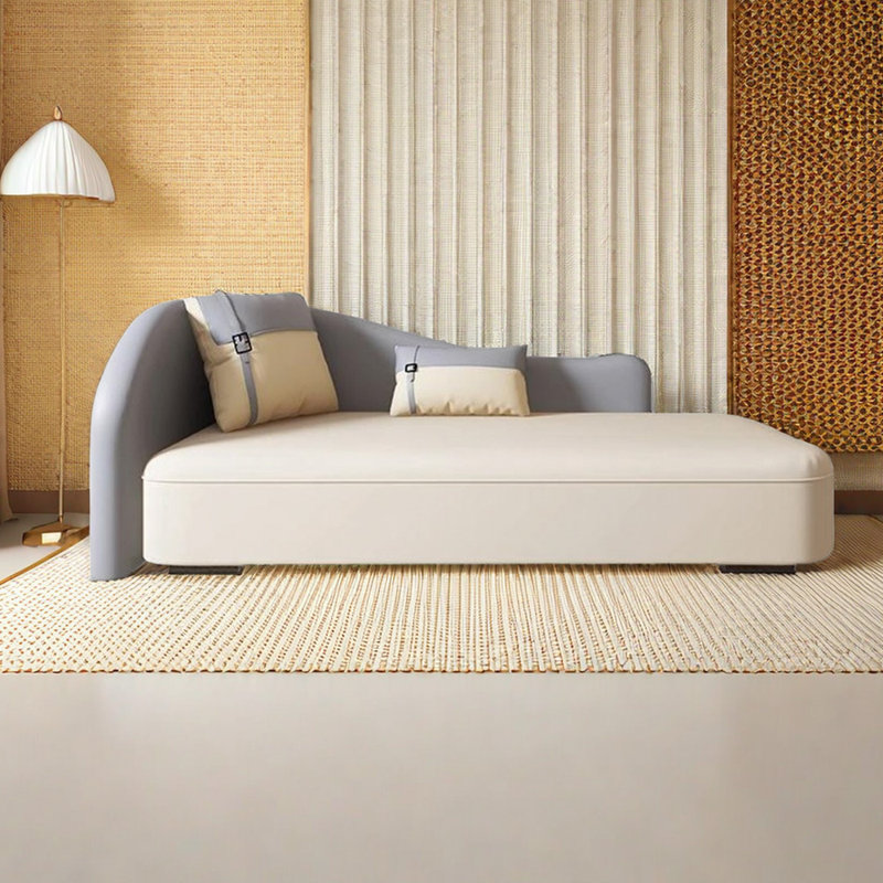 Chaise longue rembourrée Comfort, Accoudoir à gauche (vu de face), Gris/beige