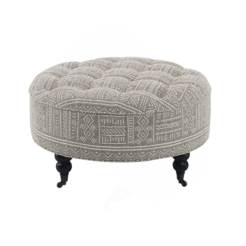 Upendo Pattern Fabric Ottoman With Casters