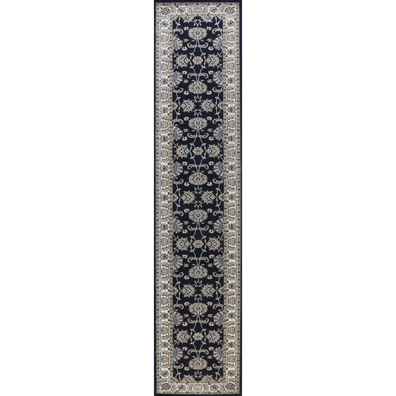 Tapis de couloir oriental bleu marine Beallsville