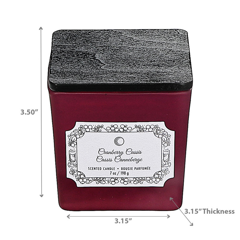 Bougie carrée de Noël 7 oz avec canneberge et cassis
