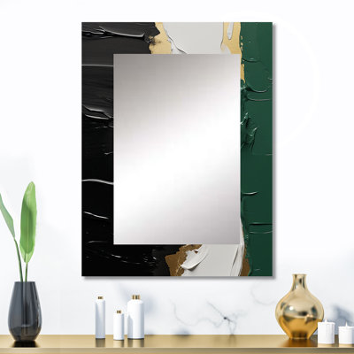Golden Green And Black Ink Merge IV - Modern Wall Mirror