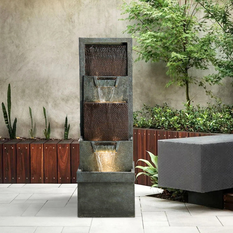 Caitline Handcrafted Indoor Outdoor Weather Resistant Fountain with Lights