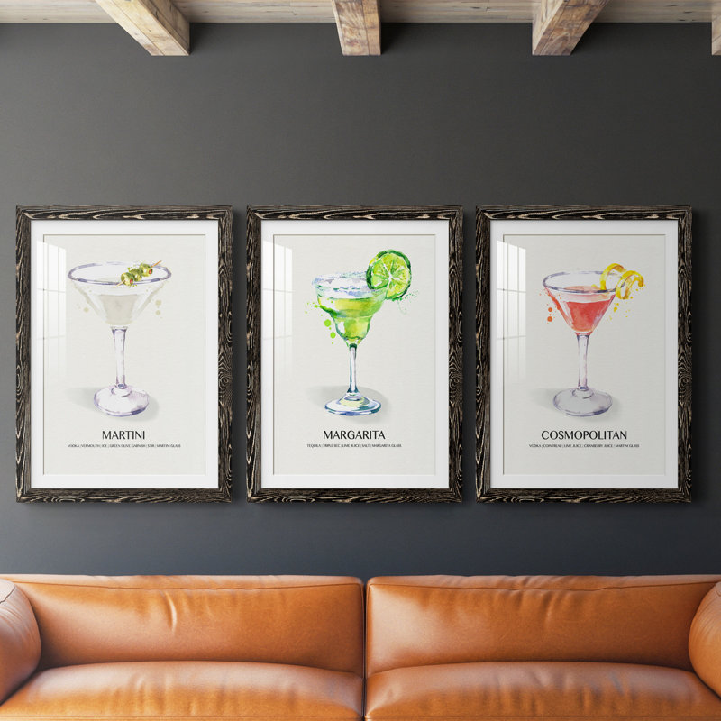 Cosmopolitan - ensemble de 3 cadres photo, H 24 po x l 54 po x P 1,5 po, Noir