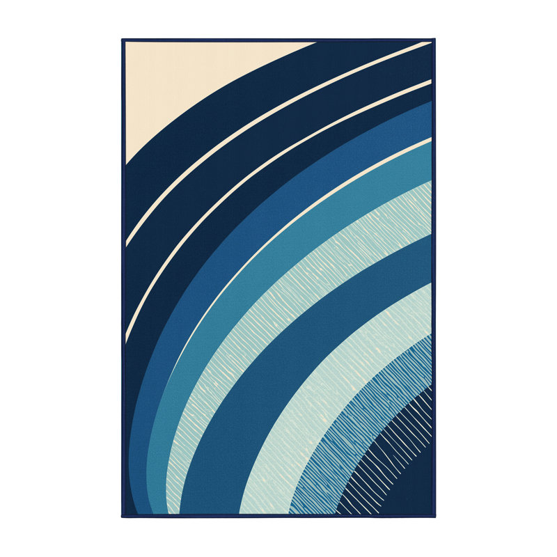 Tapis bleu moelleux moelleux et éclectique Shaler, 3 X 5