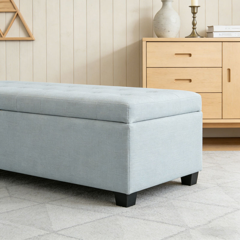 Repose-pieds 49,75 pouces, banc de rangement, banc de chambre d'entrée touffeté,, Bleu pastel