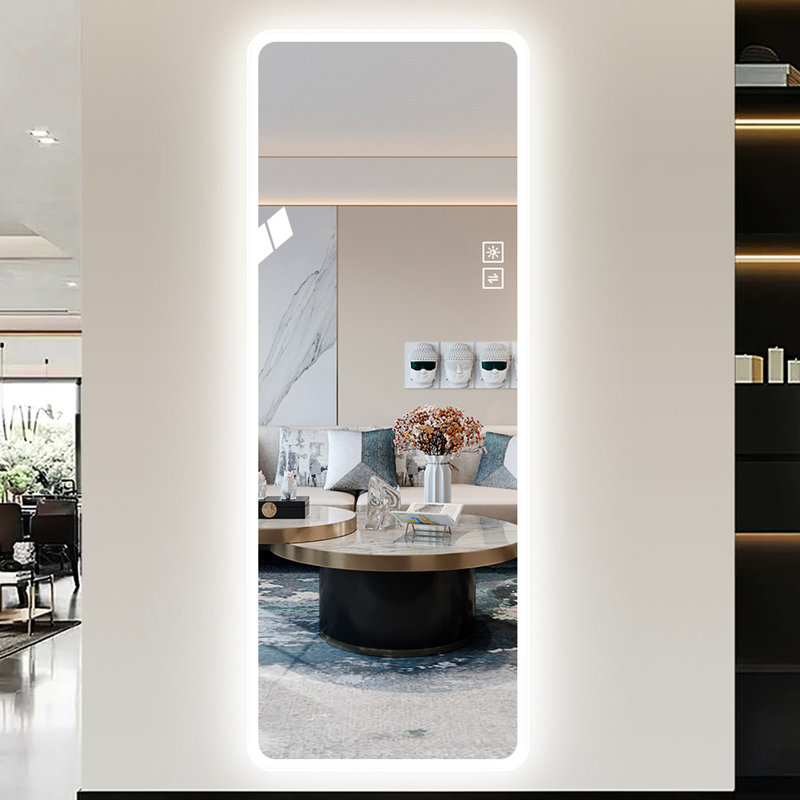 Miroir pleine grandeur à DEL pour chambre à coucher pleine longueur - 65 po x 21,7 po - réglable en deux couleurs avec grand verre de 65 po et 21,7 po de style moderne
