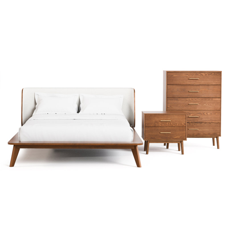 Ensemble de chambre à coucher 3 pièces Nevio Cottingham, Queen, 3 Pcs: Bed, Nightstand, Chest