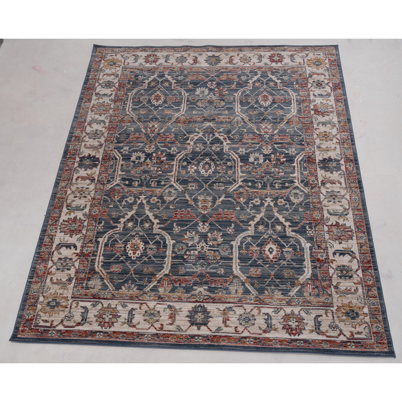 Oriental Machine-Made Blue / Ivory, Rectangle 9' x 12'6"