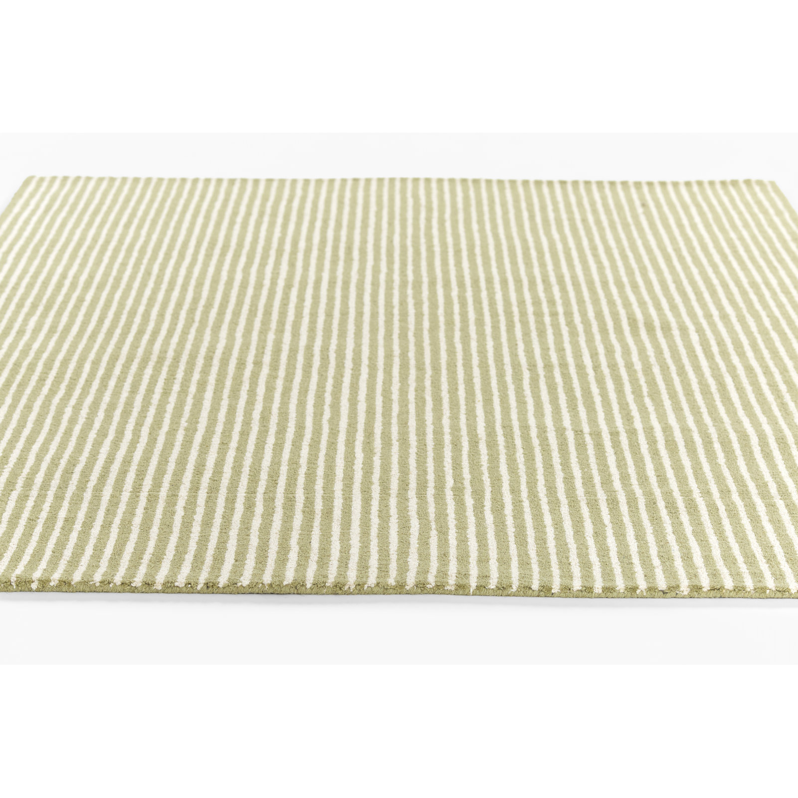 Lola Hand Tufted Wool Striped Green Area Rug, Rectangle 8'10" x 11'10"
