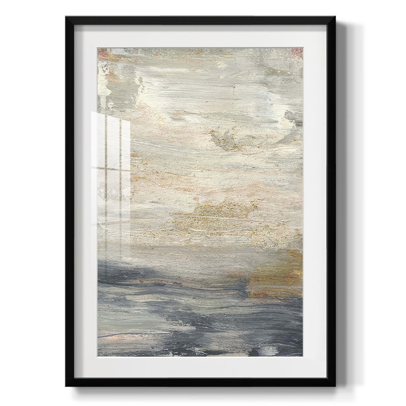Serein I, reproduction d'art encadrée, Blanc, Papier avec cadre noir