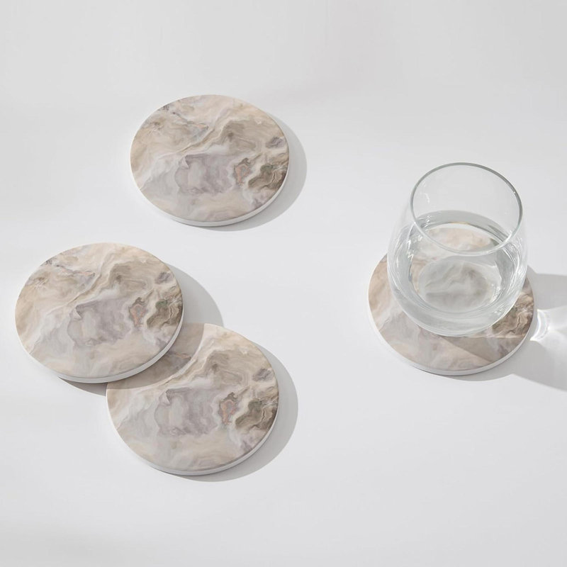 Ensemble de 6 sous-verres abstraits en marbre avec support, sous-verres en céramique absorbants pour boissons, sous-verres avec support en liège pour la protection de la table, cadeaux de pendaison de crémaillère pour nouvelle maison