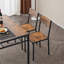 Ensemble de table de salle à manger en MDF et métal avec rangement, étagères et détails en bois massif, 4 pièces