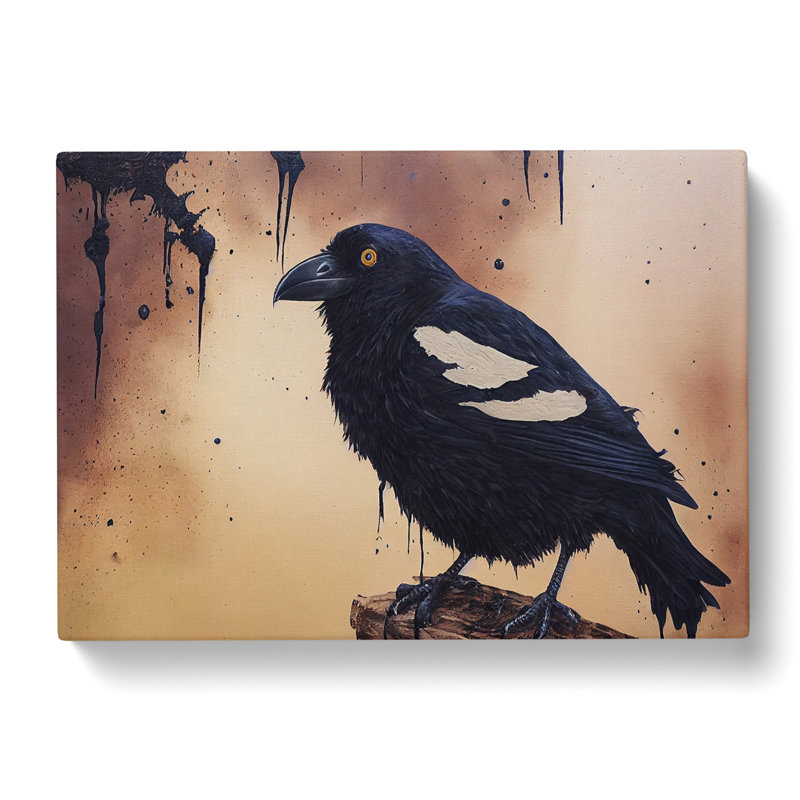 Heartwarming Raven Bird - Wrapped Canvas, 50cm H x 76cm W x 3cm D