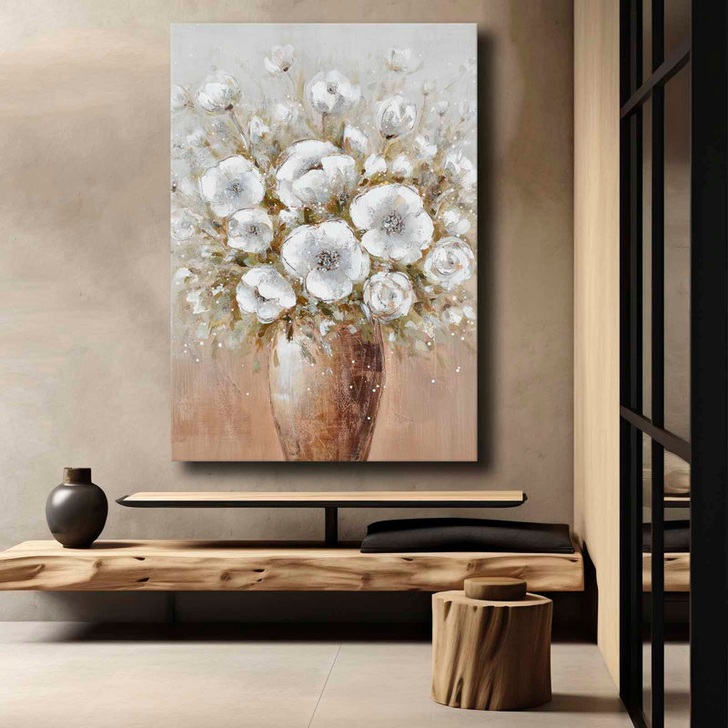 White Floral Vase Canvas Wall Art