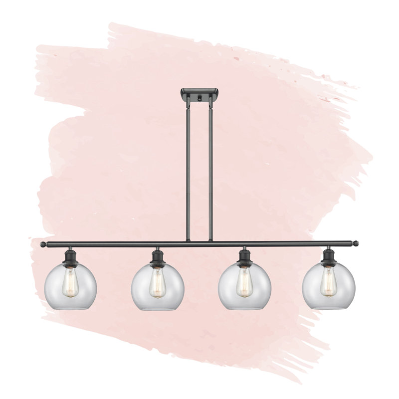 Luminaire suspendu linéaire à 4 lumières pour îlot de cuisine Baptista, Laiton antique noir, Grainé, Ampoule non incluse