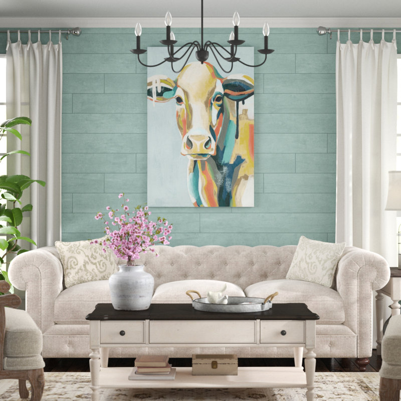 Colorful Cows I by Grace Popp - Painting on Canvas, 122cm H x 81cm W, Wrapped Canvas