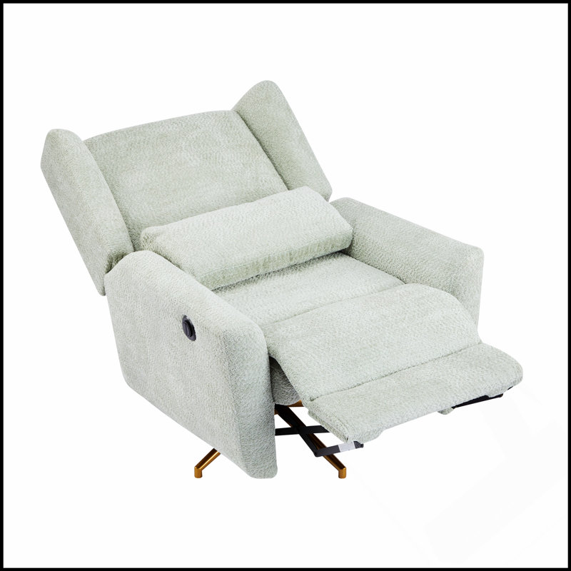 Power Recliner Chair Swivel With Boucle Upholstery, 360° Rotation And Adjustable Footrest For Ultimate Comfort, Beige Boucle