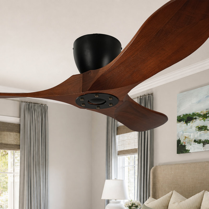 Ventilateur de plafond encastré de 42 pouces sans éclairage, pales en bois massif, moteur CC silencieux et réversible, télécommande à 6 vitesses