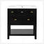 Ensemble de meuble-lavabo simple 30 po avec 5 tiroirs, ensemble de meuble-lavabo autoportant avec cadre en bois massif 30 po-74089451