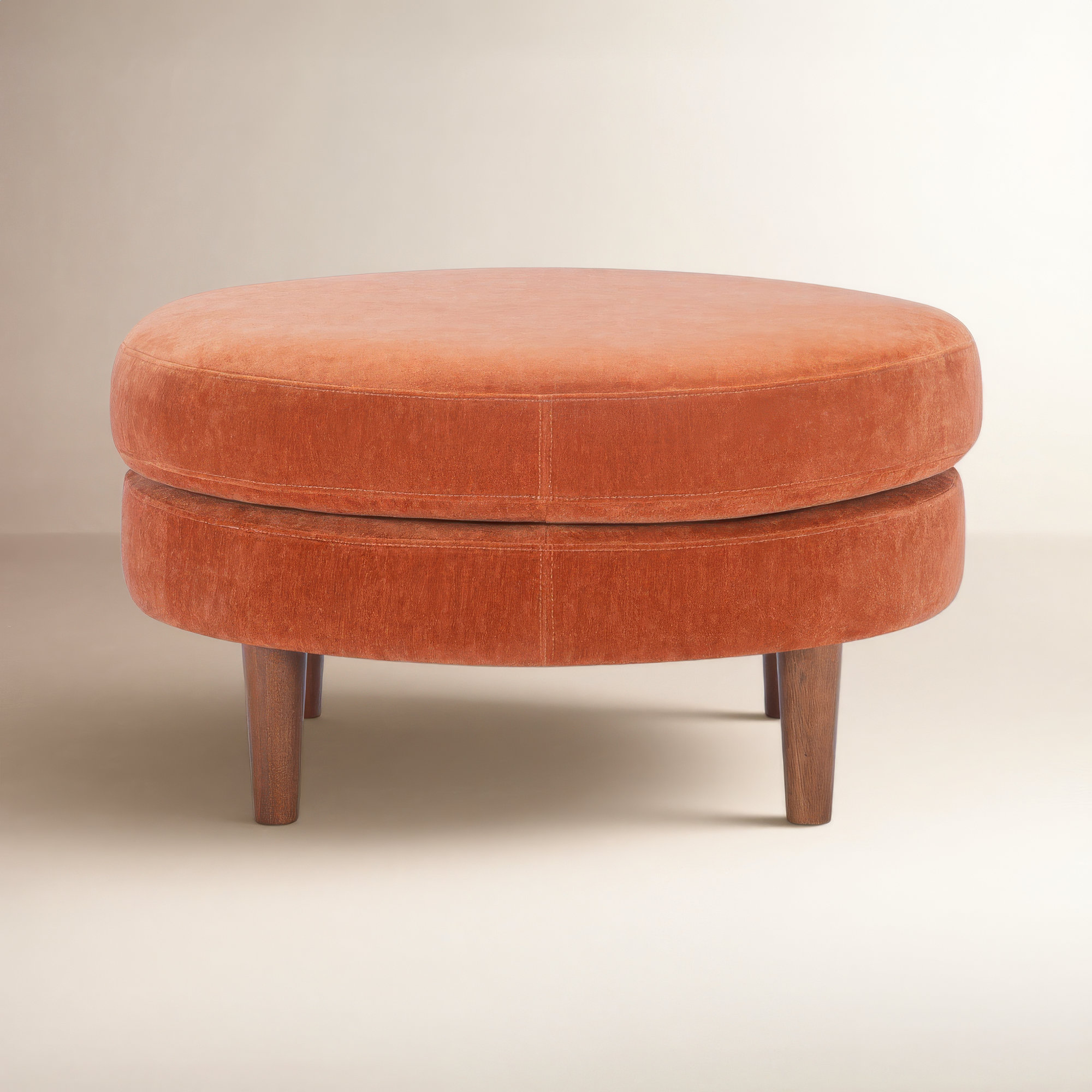 Landen Upholstered Ottoman, Rust Performance Chenille