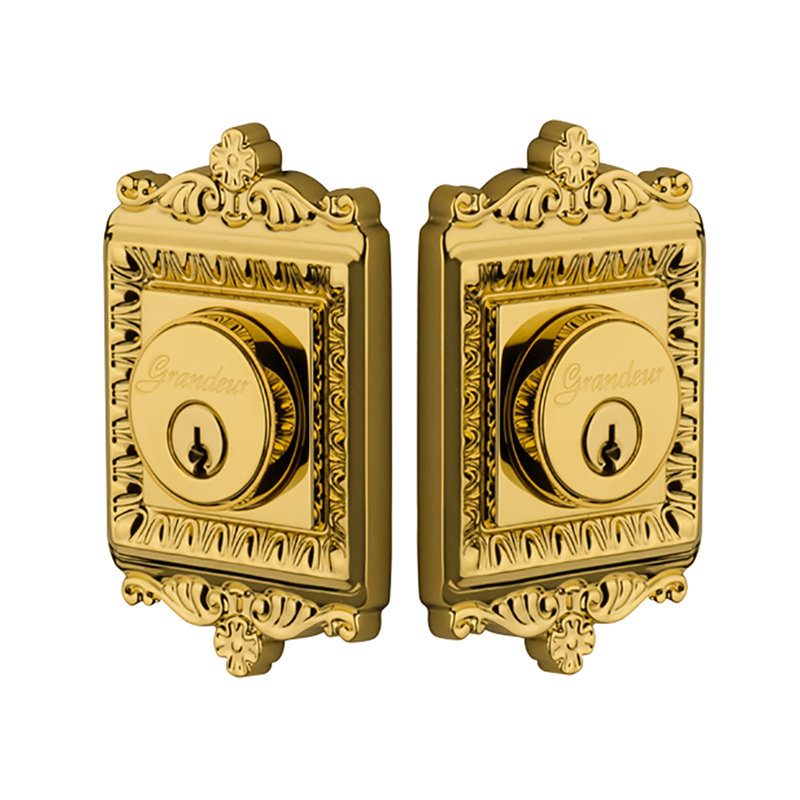 Grandeur Double Cylinder Deadbolt With Windsor Plate, Lifetime Brass