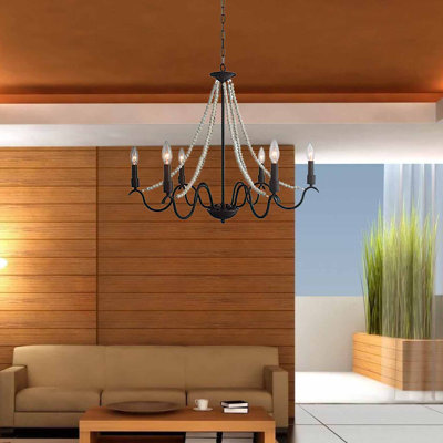 6 - Light Steel Dimmable Chandelier