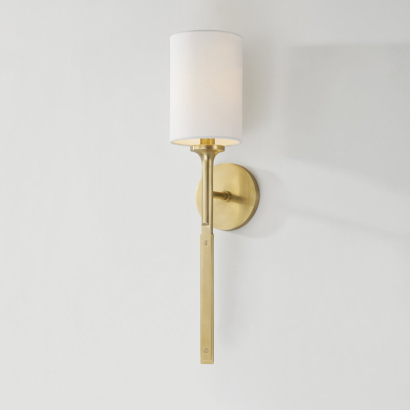 Brewster 1 Light Wall Sconce, Aged Brass