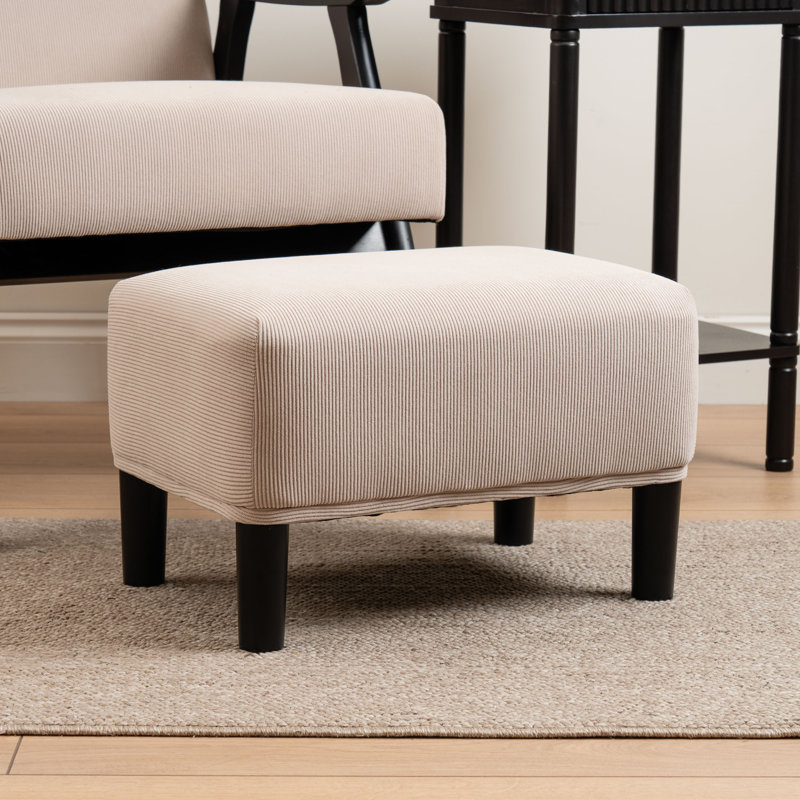 Cord Foot Stool, Beige, Matte Black