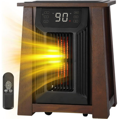 Chaufferette infrarouge à quartz pour usage intérieur, radiateurs électriques de 1 500 W avec télécommande, thermostat, oscillation, protection contre la surchauffe, 3 modes, minuterie marche / arrêt, adaptée au bureau de la chambre à coucher