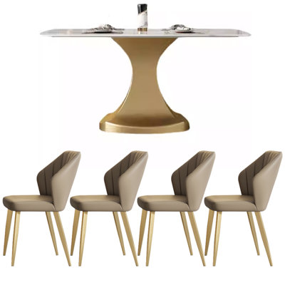 Modern High Quality Rock Slab Dining Table Set