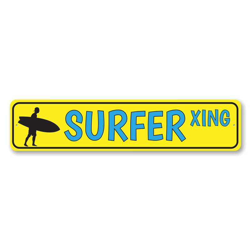 Signe en aluminium Surfer Crossing, H 4 po x l 18 po x P 0,04 po