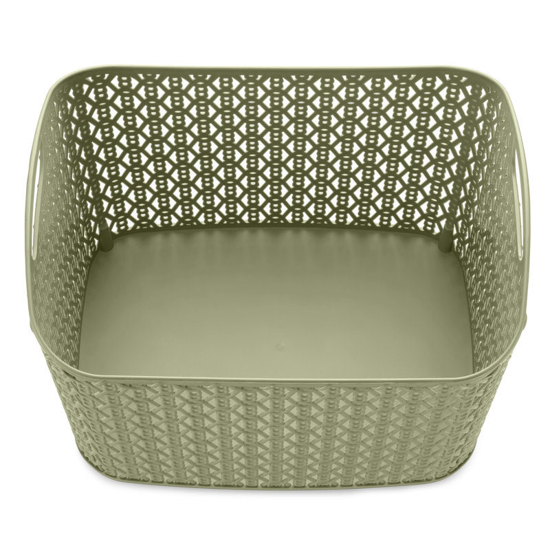 Plastic Storage Bin, Green, Large