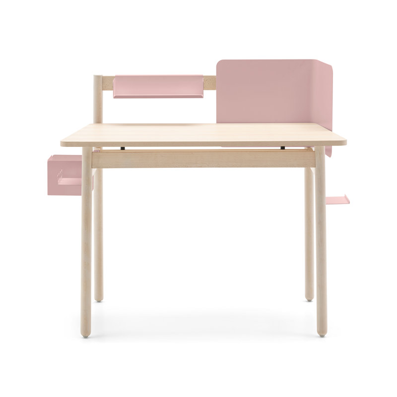 Ens Desk with Wooden Top, Bleached Beech, Bleached Beech