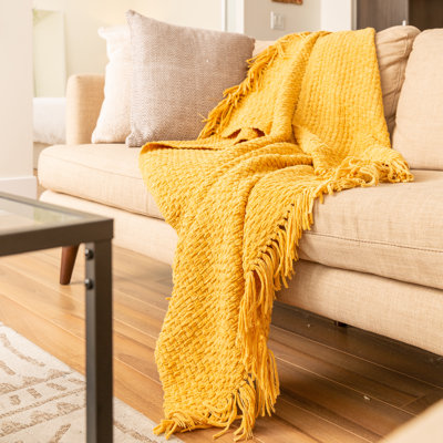 Chenille Hand Woven Throw Blanket