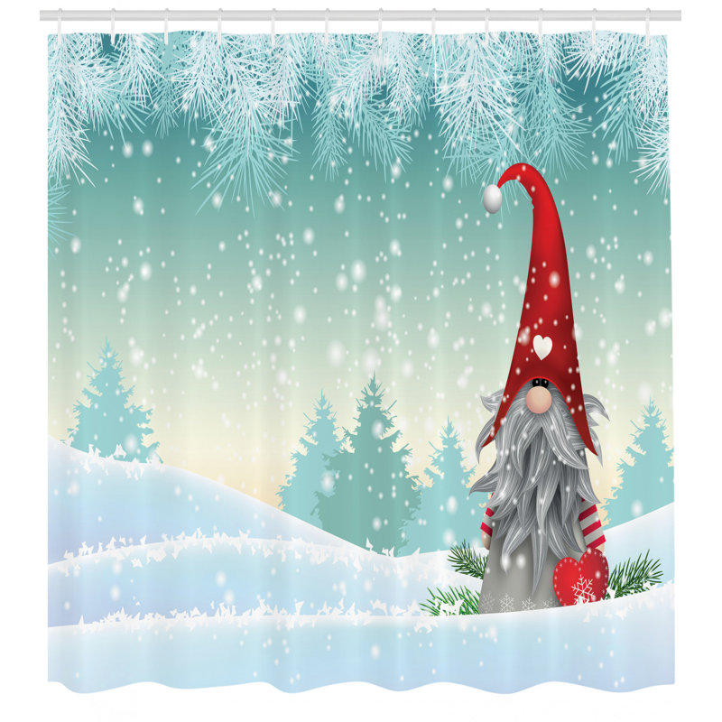 Ensemble de rideau de douche Gnome + crochets, H 69 po x l 105 po