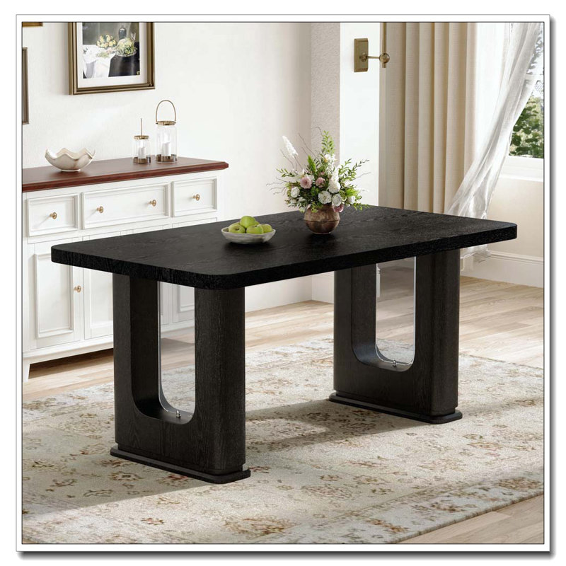 Table de salle à manger 64,5 po x 35,4 po, Noir gris, Noir gris