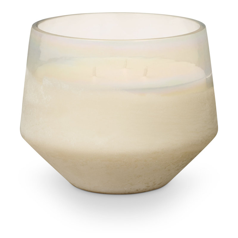 Large Baltic Glass Candle, Winter White, Large Baltic Glass