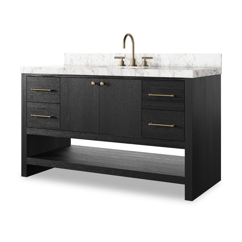 Anthem Single Wide Vanity-Carrara Marble, Black